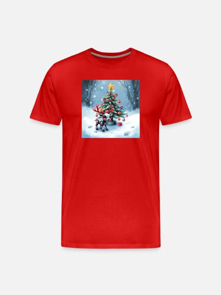 Christmas robotic reindeer - Men's Premium Organic T-Shirt - red