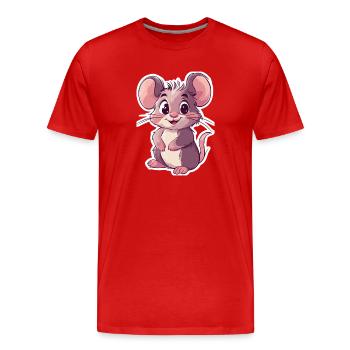 Maus - Männer Premium Bio T-Shirt - Rot - Vorne - Damien (186cm)