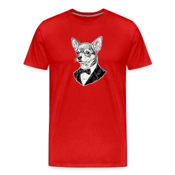 Chihuahua en smoking - T-shirt bio Premium Homme - rouge - Devant - Damien (186cm)