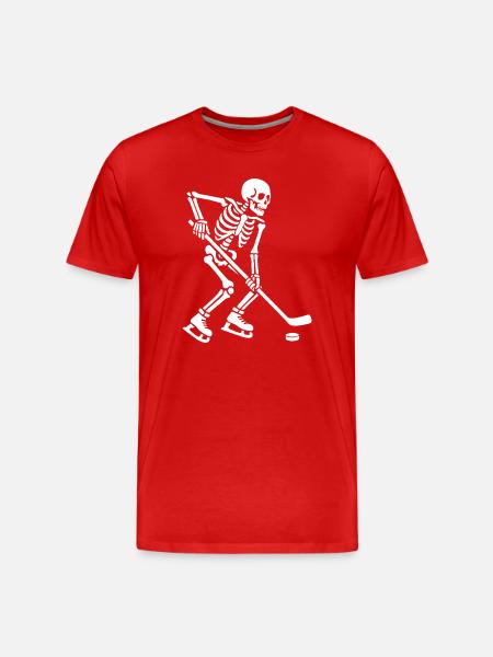 Skeleton Plays Hockey - Men's Premium Organic T-Shirt - red