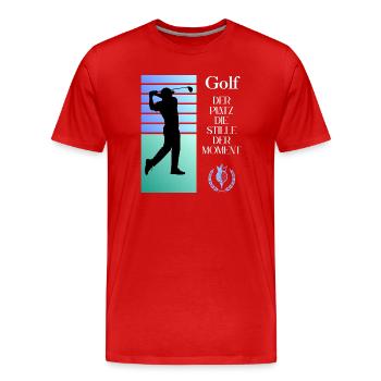 Golf silhouette Silence in the moment - Men's Premium Organic T-Shirt - red - Front - Damien (186cm)