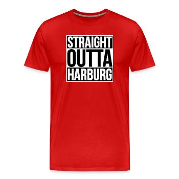 Straight Outta Harburg HAMBOURG - T-shirt bio Premium Homme - rouge - Devant - Damien (186cm)