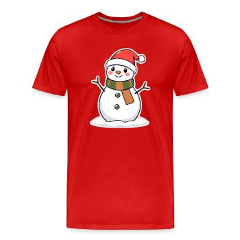 Bonhomme de neige - T-shirt bio Premium Homme - rouge - Devant - Damien (186cm)