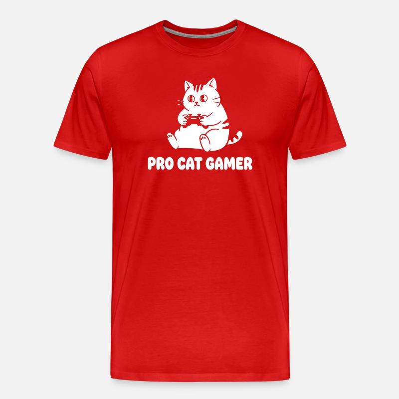 Pro Katze Gamer - Männer Premium Bio T-Shirt - Rot