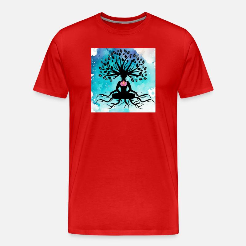 Baum des Lebens Yoga - Männer Premium Bio T-Shirt - Rot