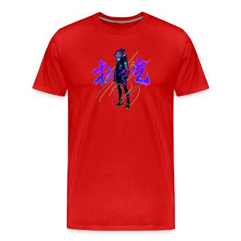 Neon_Tech_Streetwear - T-shirt bio Premium Homme - rouge - Devant - Damien (186cm)