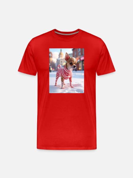 Chihuahua im roten Wirbelpullover - Männer Premium Bio T-Shirt - Rot