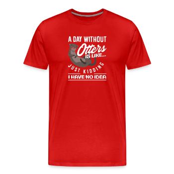 Ein Tag Ohne Seeotter Cartoon - Männer Premium Bio T-Shirt - Rot - Vorne - Damien (186cm)