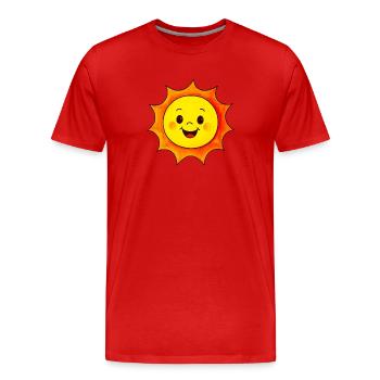 Fröhliche Cartoon Sonne – Lustiges Motiv für Kinde - Männer Premium Bio T-Shirt - Rot - Vorne - Damien (186cm)