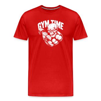Skull Workout Bodybuilding Gym Time - Männer Premium Bio T-Shirt - Rot - Vorne - Damien (186cm)