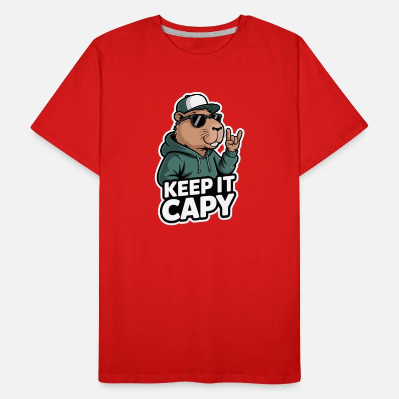 Keep It Capy Sweat à capuche Capybara T-shirt bio Premium Homme