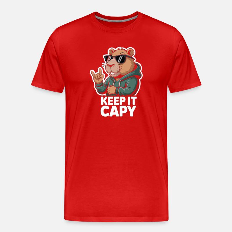 Capy Bear Rockout Keep It Capy - Männer Premium Bio T-Shirt - Rot