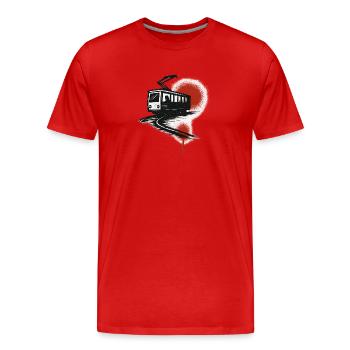 Tram on the red streak - Men's Premium Organic T-Shirt - red - Front - Damien (186cm)