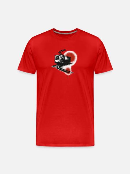 Tram sur la traînée rouge - T-shirt bio Premium Homme - rouge