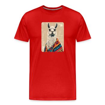 lama - T-shirt bio Premium Homme - rouge - Devant - Damien (186cm)