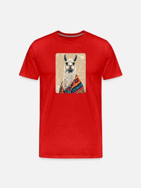 Lama - Männer Premium Bio T-Shirt - Rot
