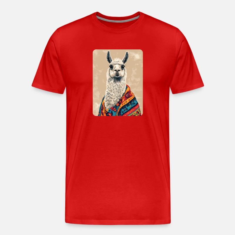 Lama - Männer Premium Bio T-Shirt - Rot