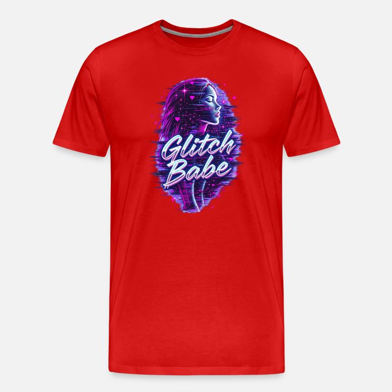 Y2K Retro – Glitch Babe - Männer Premium Bio T-Shirt - Rot