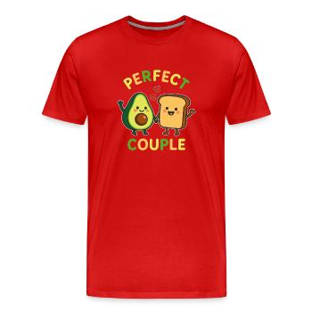 Perfect Couple Avocado and Toast Love - Men's Premium Organic T-Shirt - red - Front - Damien (186cm)