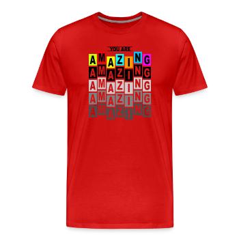 Erstaunliche bunte Pop-Art-Blöcke - Männer Premium Bio T-Shirt - Rot - Vorne - Damien (186cm)