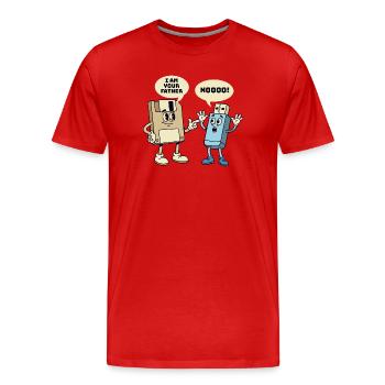 I Am Your Father Floppy Disk Tech Humor - Men's Premium Organic T-Shirt - red - Front - Damien (186cm)