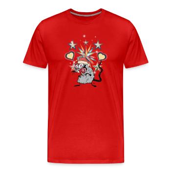 Retro Nikolaus Maus 60er - Männer Premium Bio T-Shirt - Rot - Vorne - Damien (186cm)