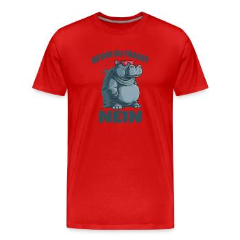 Before You Ask No Hippo - Men's Premium Organic T-Shirt - red - Front - Damien (186cm)