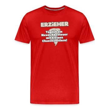 Educators Everyday adventures with chaos artists - Men's Premium Organic T-Shirt - red - Front - Damien (186cm)