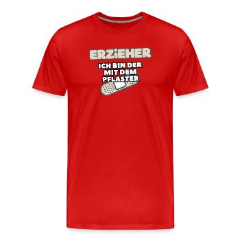 Educator I'm the one with the plaster - Men's Premium Organic T-Shirt - red - Front - Damien (186cm)