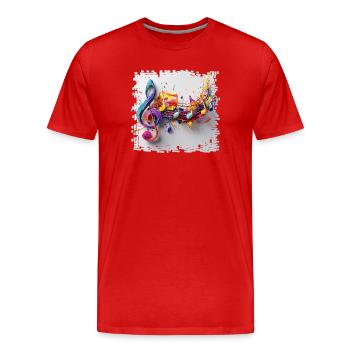 Colorful Musical Notes Art Motif - Men's Premium Organic T-Shirt - red - Front - Damien (186cm)