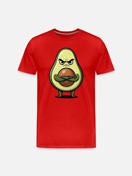 Cute grim avocado cartoon with arms - Men's Premium Organic T-Shirt - red