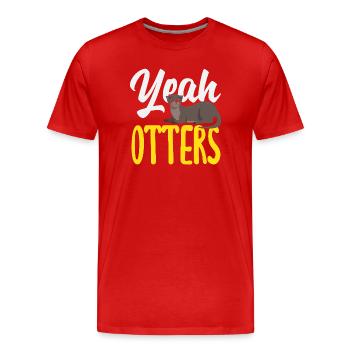 Yes Sea Otter Cartoon - Men's Premium Organic T-Shirt - red - Front - Damien (186cm)