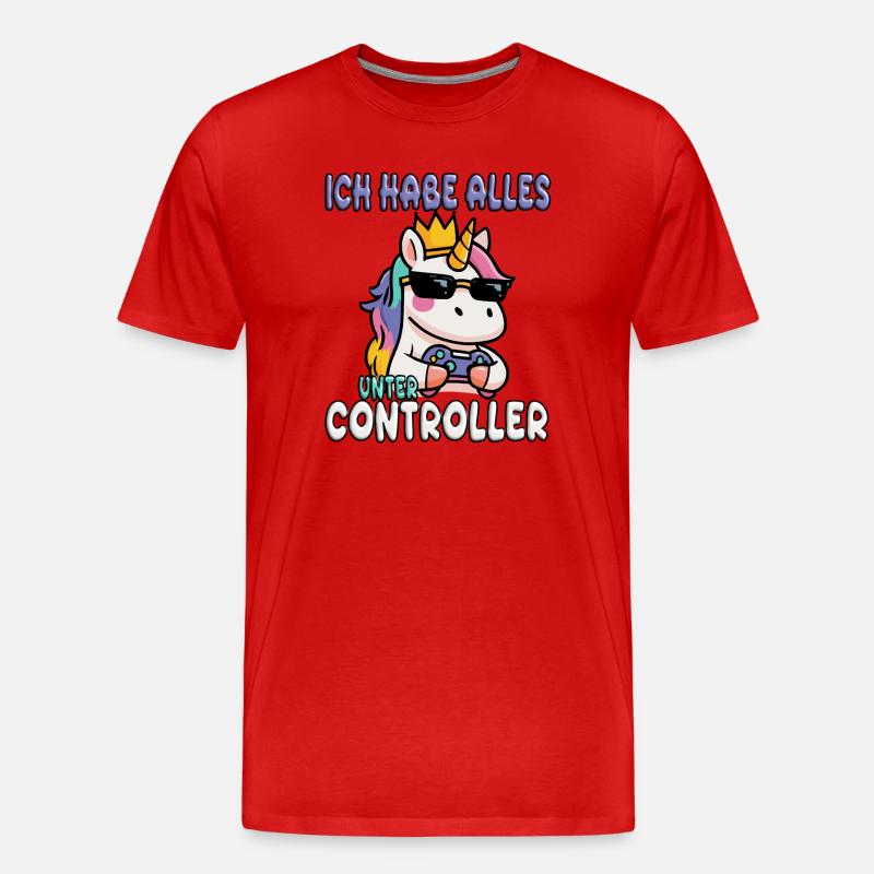 Einhorn gaming controller - Männer Premium Bio T-Shirt - Rot