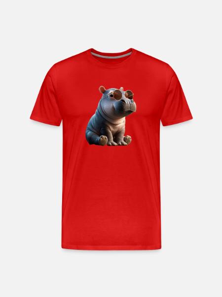 Nilpferd Flusspferd Mama Hippopotamus Cooles Hippo - Men's Premium Organic T-Shirt - red