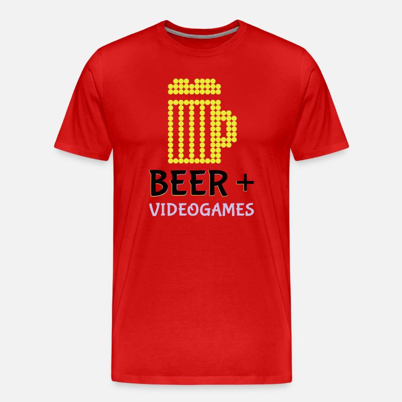 Pixel-Bier-Videospiele - Männer Premium Bio T-Shirt - Rot