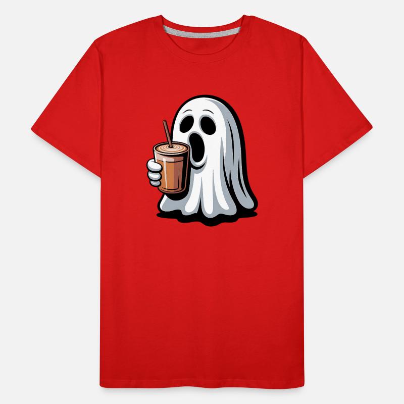 Ghost with pumpkin latte Men's Premium Organic T-Shirt