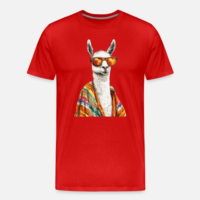 Lama - Männer Premium Bio T-Shirt - Rot