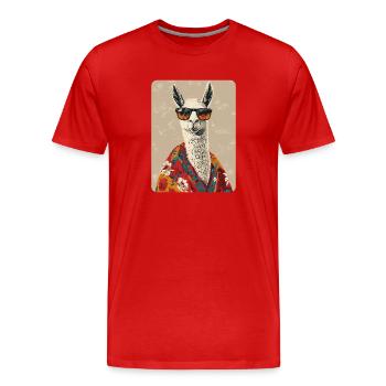 lama - T-shirt bio Premium Homme - rouge - Devant - Damien (186cm)