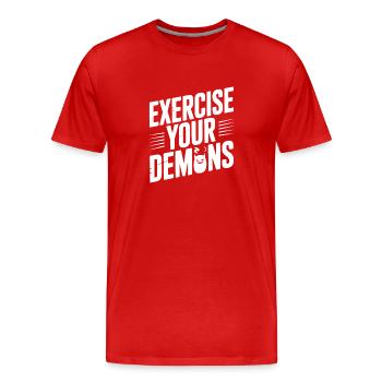 Trainieren Sie Ihre Dämonen - Männer Premium Bio T-Shirt - Rot - Vorne - Damien (186cm)