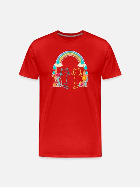Rainbow Retro Cats Kids - Men's Premium Organic T-Shirt - red