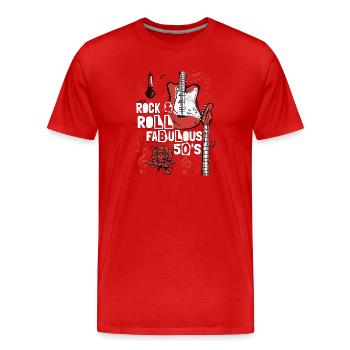 Rock & Roll Fabulous 50's Music Guitar Rock Band - Männer Premium Bio T-Shirt - Rot - Vorne - Damien (186cm)