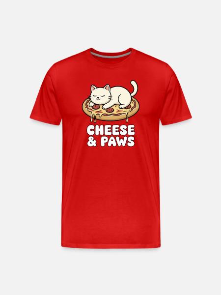 Cheese Paws Cat Pizza - Men's Premium Organic T-Shirt - red