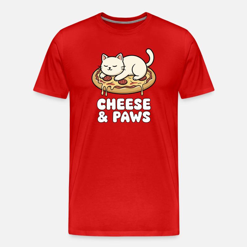 Käsepfoten Katze Pizza - Männer Premium Bio T-Shirt - Rot