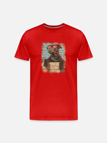Cool dog with sunglasses - Men's Premium Organic T-Shirt - red