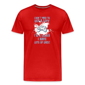 Gamer humor: full of lives - Men's Premium Organic T-Shirt - red - Front - Damien (186cm)