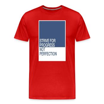 Rechercher le progrès, pas la perfection - T-shirt bio Premium Homme - rouge - Devant - Damien (186cm)