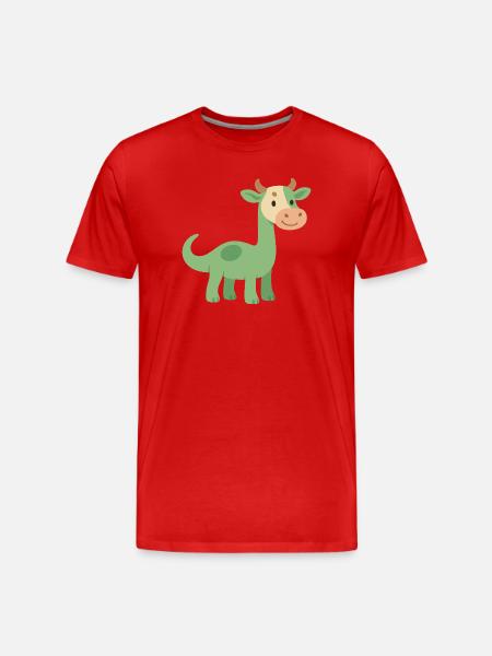 Dinosaur with cowhide head - Men's Premium Organic T-Shirt - red