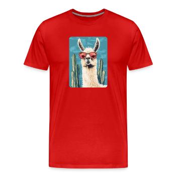 lama - T-shirt bio Premium Homme - rouge - Devant - Damien (186cm)