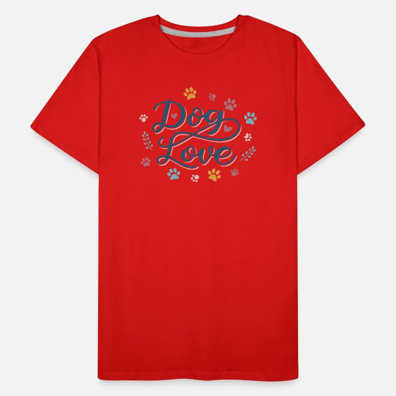 Dog Love Script Pastel Paw Men's Premium Organic T-Shirt