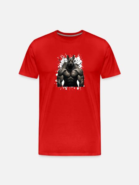 Doberman Dog Muscles Workout Beast - Men's Premium Organic T-Shirt - red